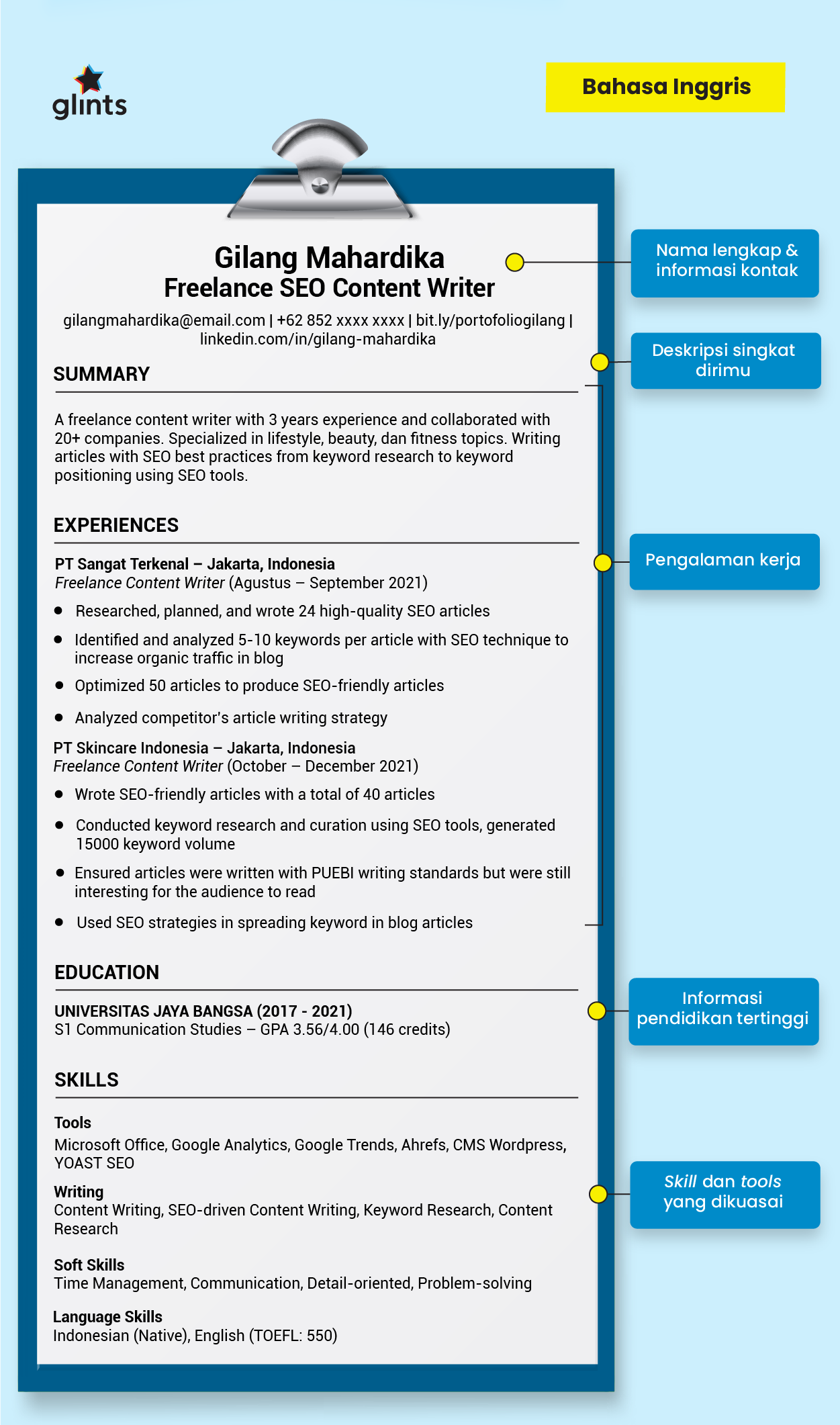 CV Freelance: Cara Menulis, Contoh, dan Template - Glints Blog