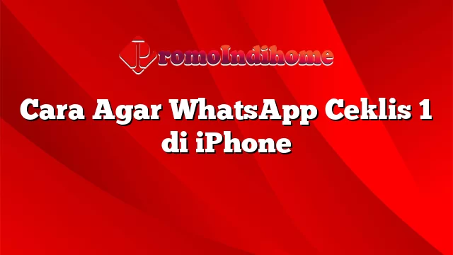 Cara Agar WhatsApp Ceklis 1 di iPhone | PromoIndihome