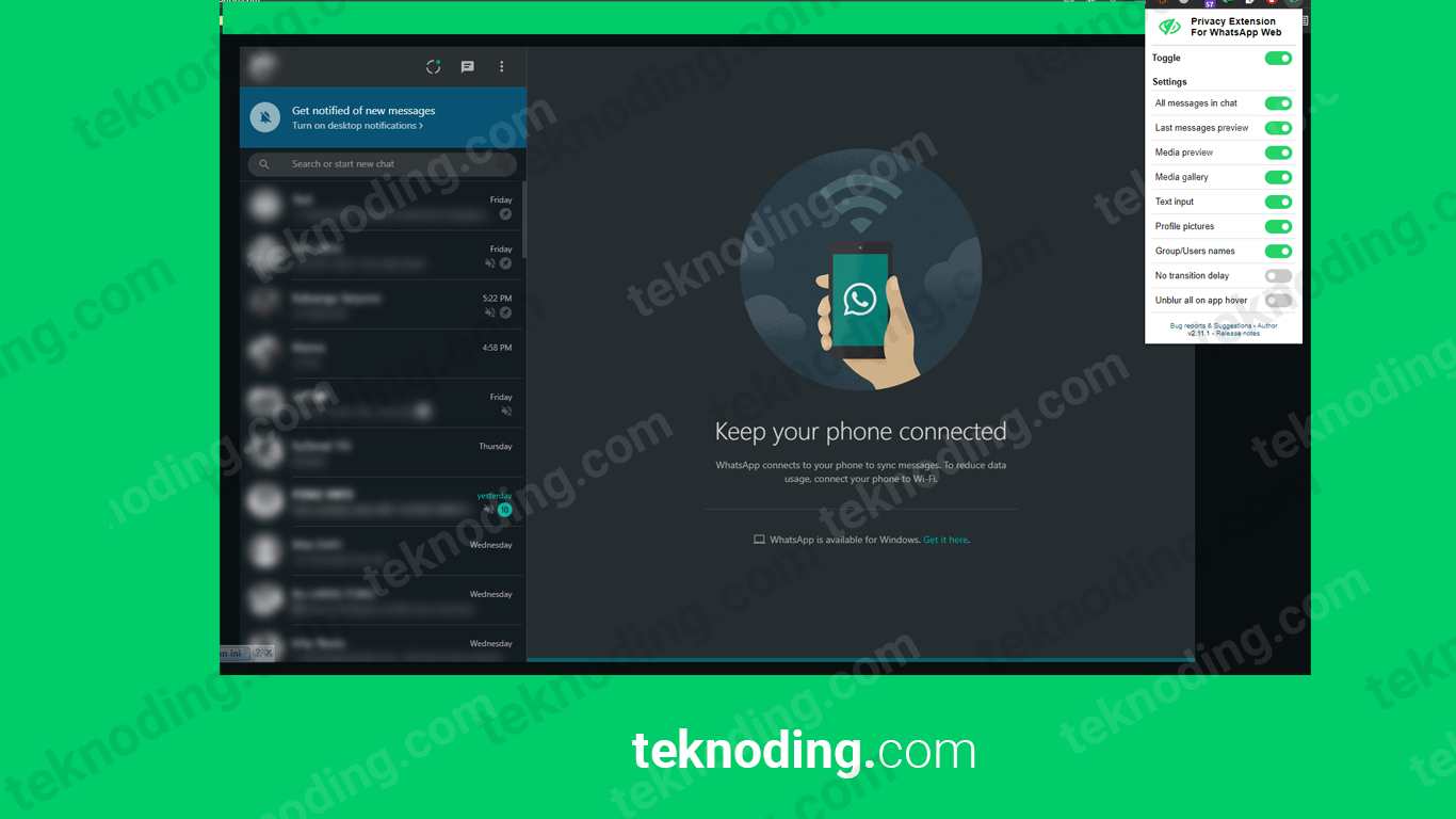 √ 7 Cara Blur Chat WhatsApp Web dengan Mudah (100% Work) | Seiket