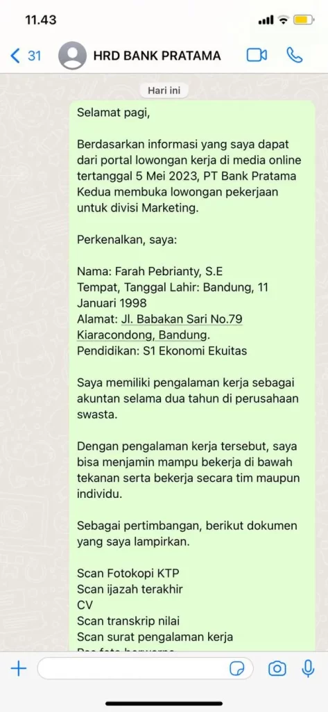6 Cara Melamar Kerja Lewat WA yang Benar & Contohnya!