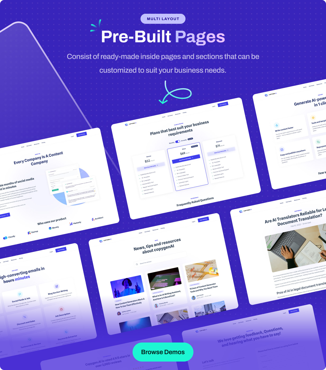 CopyGen – AI Writer & Copywriting Landing Page HTML Template