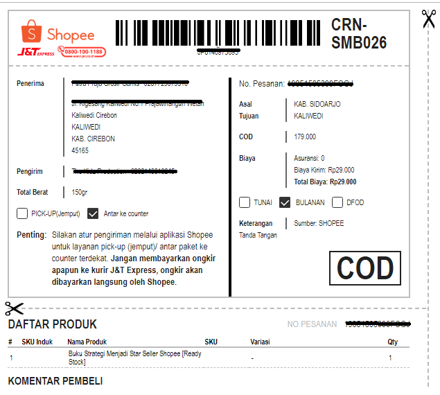 Contoh Resi Shopee, Langkah Cetak, dan Tempel Resi di Paket - Ginee