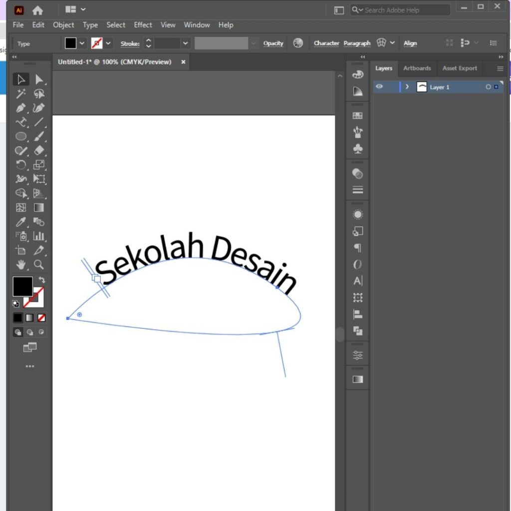 2 Cara Membuat Tulisan Melengkung di Illustrator - Sekolah Desain