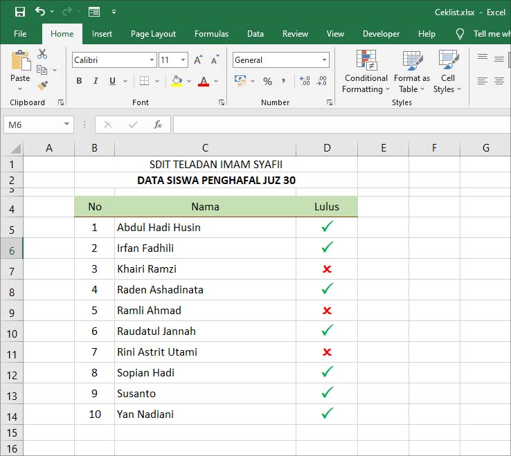 Cara Membuat Simbol Ceklis di Excel - aMustilan