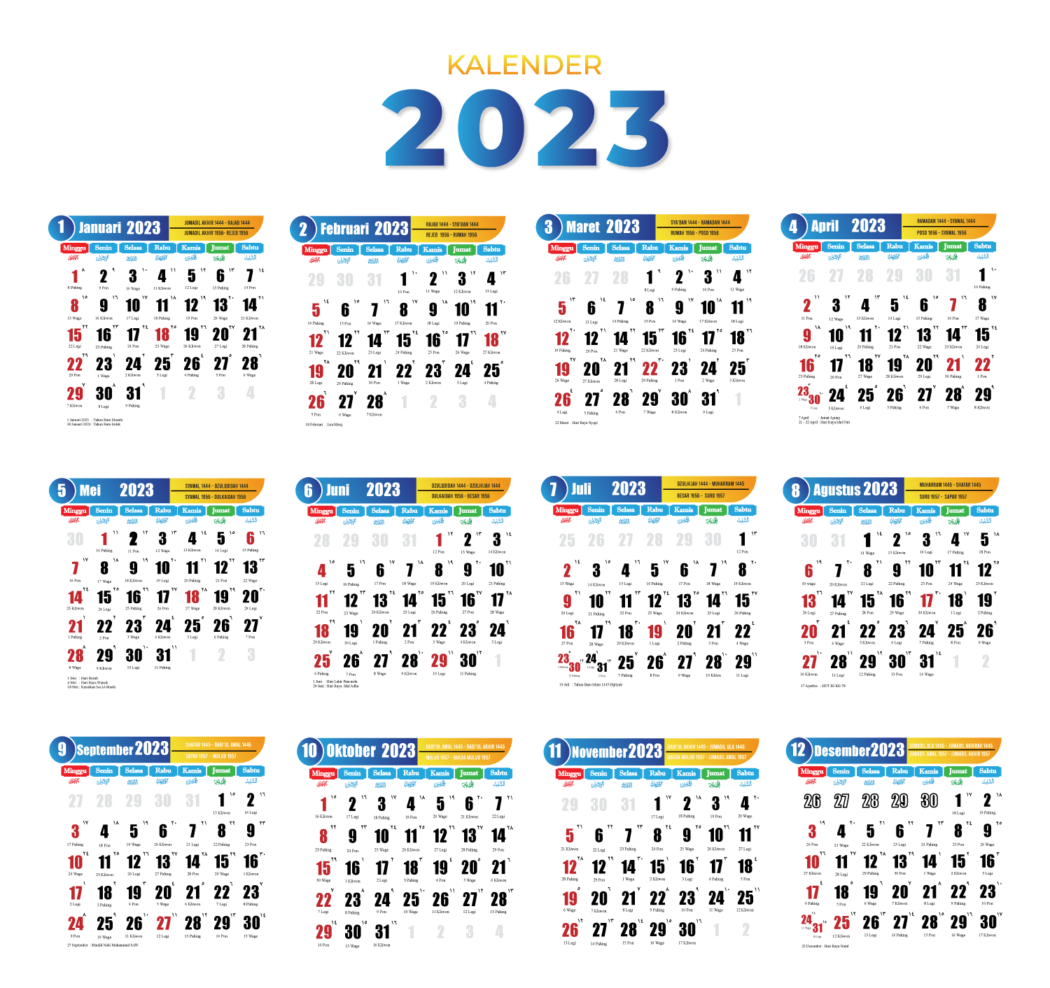 Kalender 2023 Hijriyah dan Jawa