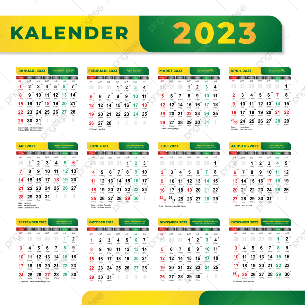 Kalender 2023 Lengkap Hari Libur Cuti Bersama Jawa Dan Hijriyah