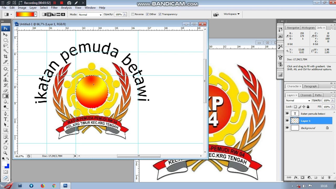 CARA MEMBUAT TULISAN BULAT DI LOGO - YouTube